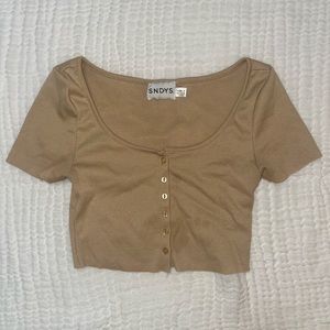 SNDYS CROP BUTTON UP TSHIRT